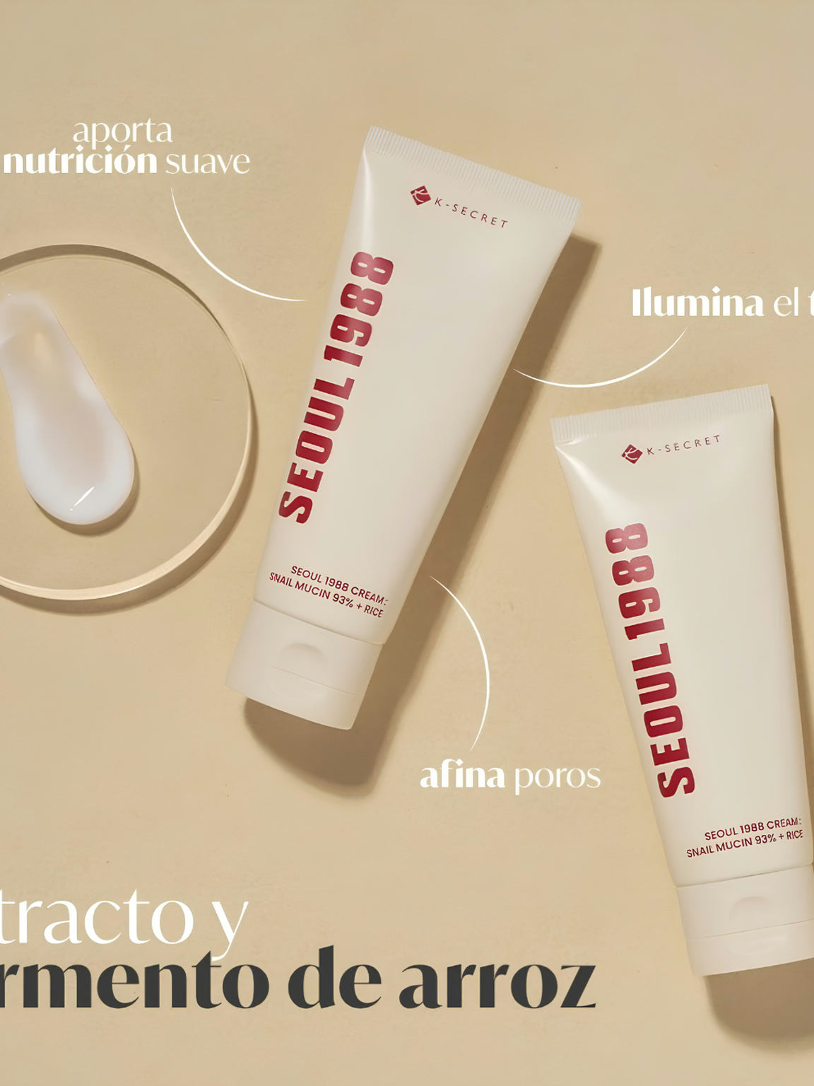 K-Secret Seoul 1988 Cream: Mucina de caracol 93% + Arroz
